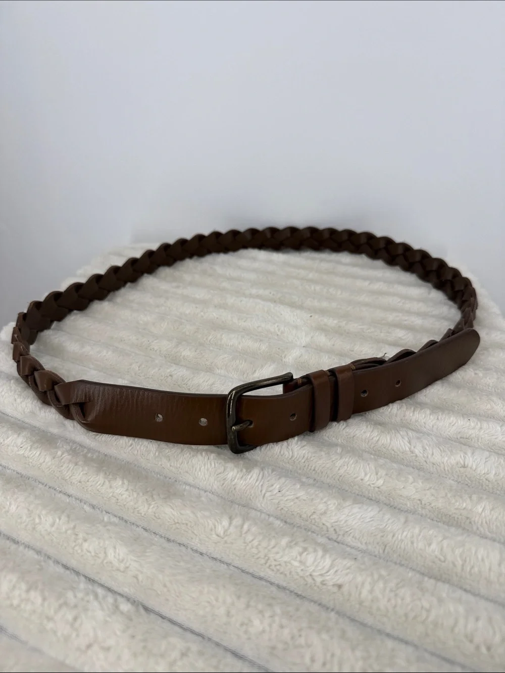 Classic Brown Braided Leather Belt for Men